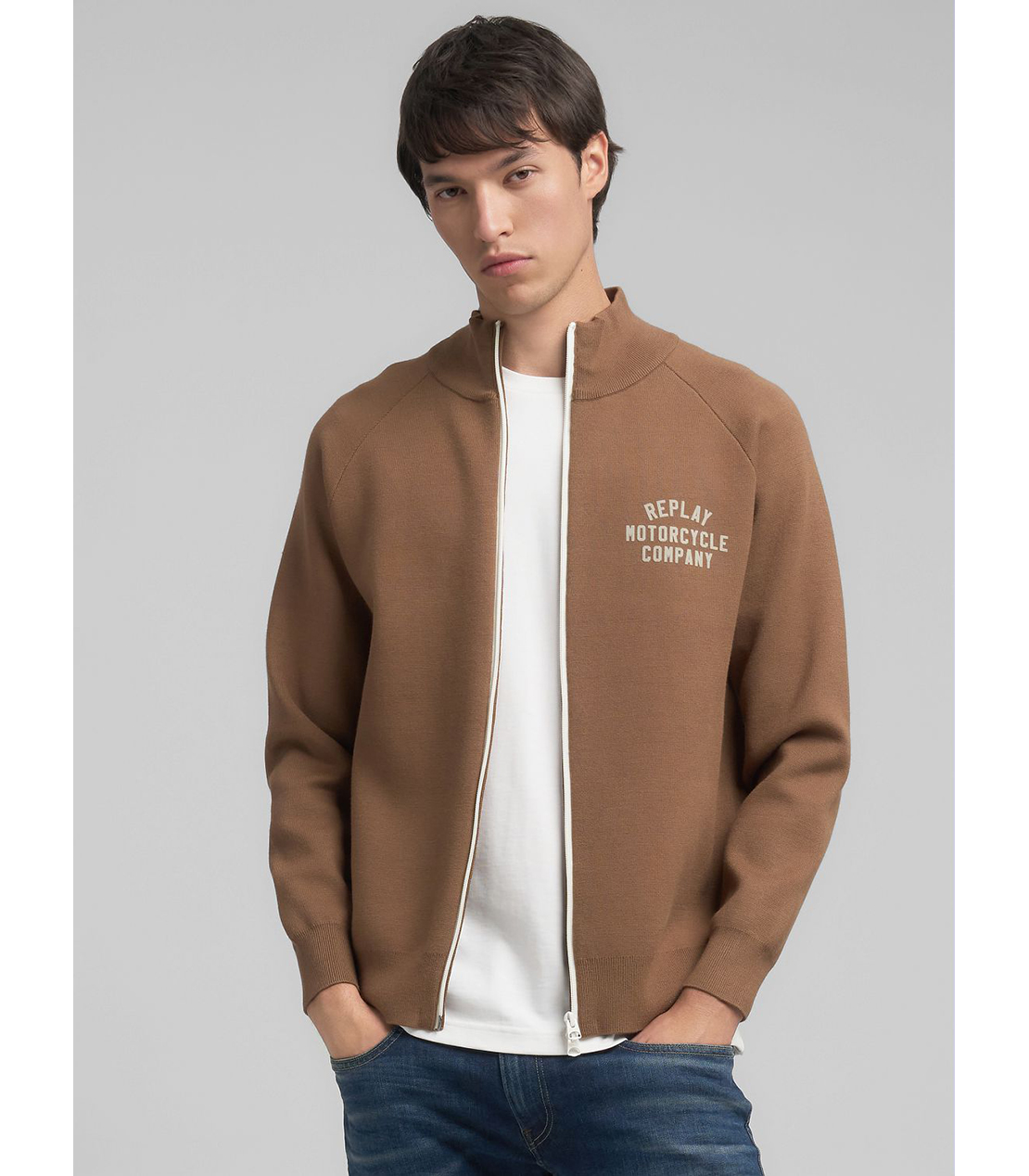 MOTERCYCLE フルジップニットジャケット 詳細画像 ブラウン 2